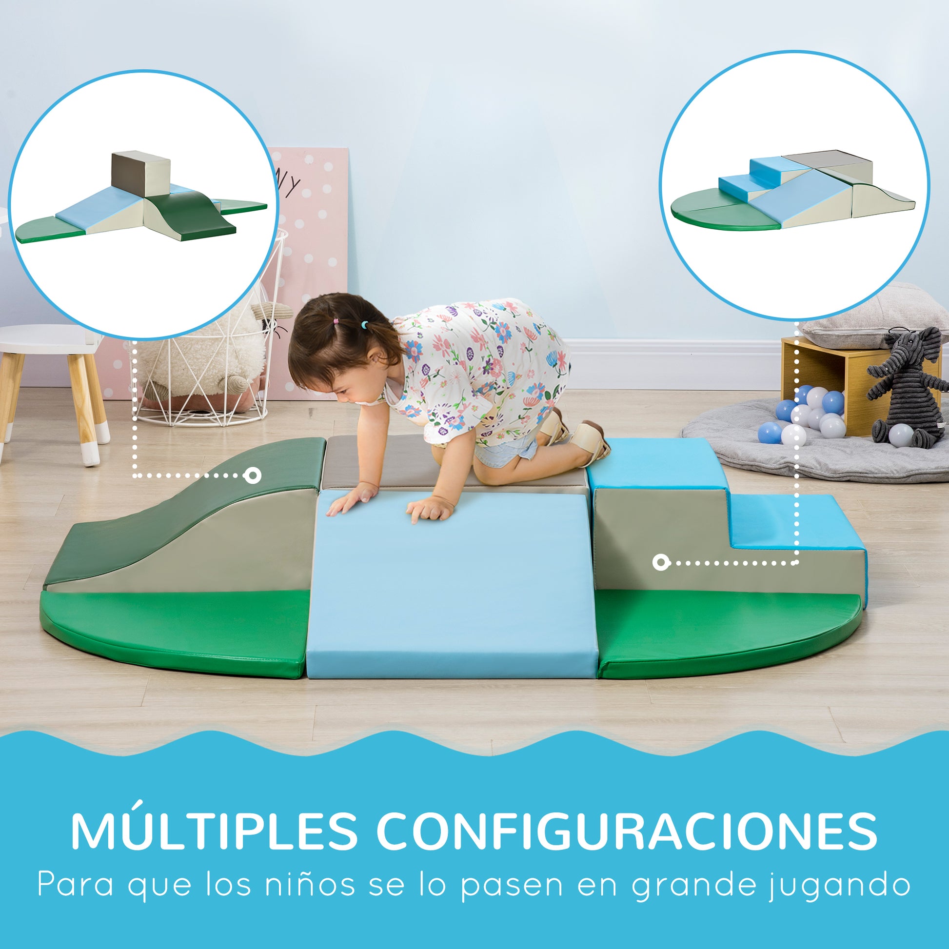 Set of 6 Foam Blocks for Kids Large Building Blocks Construction Figures Learning Toy for Climbing and Crawling Multicolor
