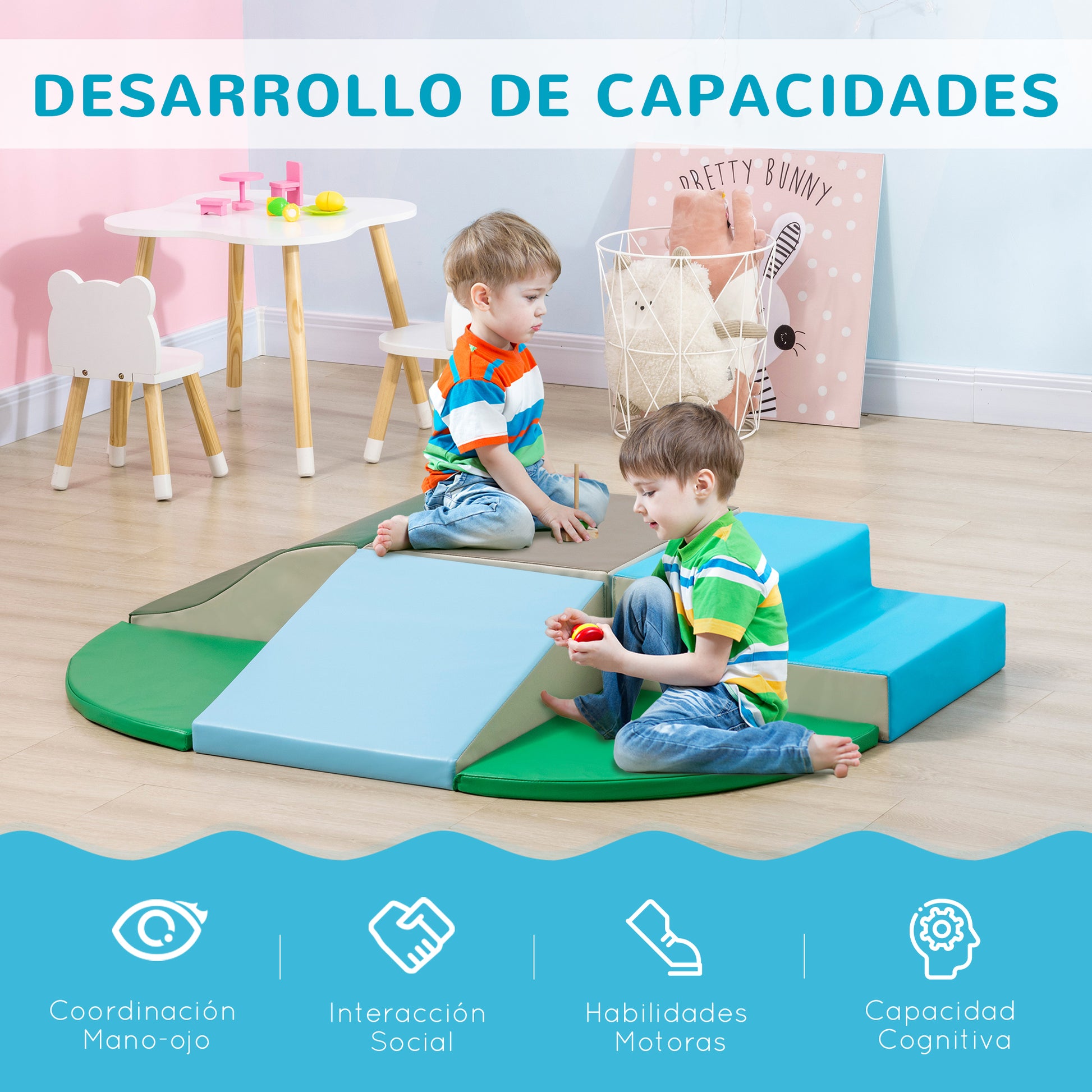 Set of 6 Foam Blocks for Kids Large Building Blocks Construction Figures Learning Toy for Climbing and Crawling Multicolor