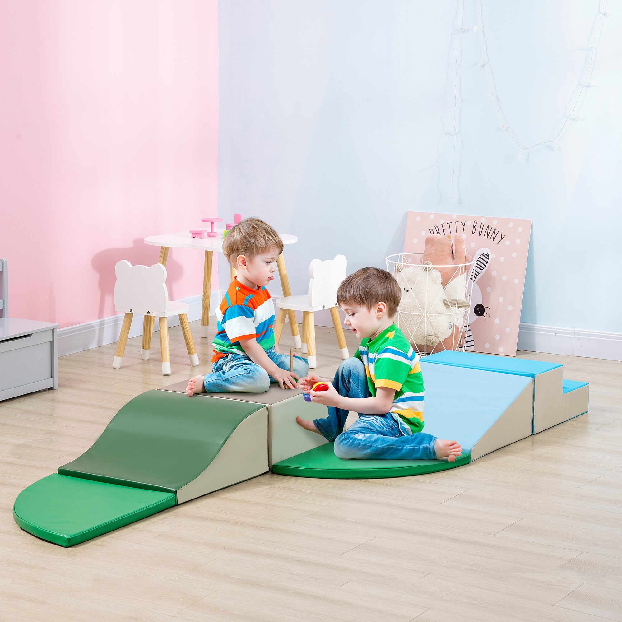 Set of 6 Foam Blocks for Kids Large Building Blocks Construction Figures Learning Toy for Climbing and Crawling Multicolor