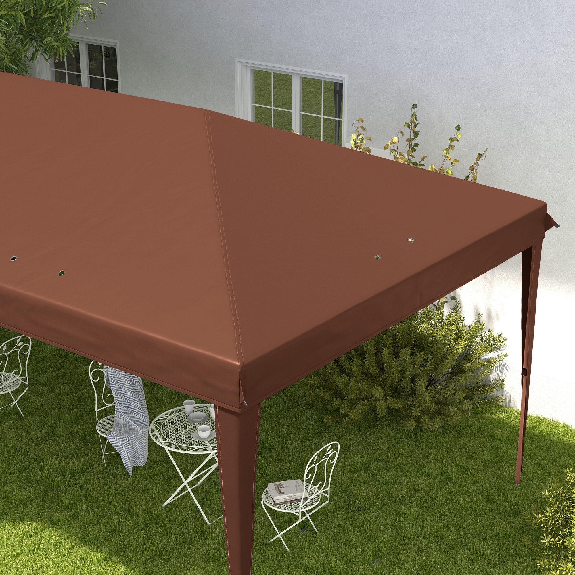 Folding Gazebo 3x6m Outdoor Garden Canopy Pop-up Folding Gazebo with Carry Bag Included Epoxy Steel and High-Density Oxford Brown