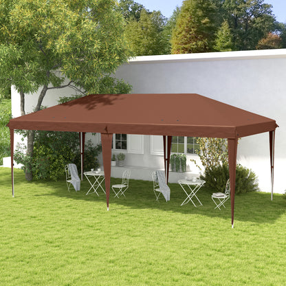 Folding Gazebo 3x6m Outdoor Garden Canopy Pop-up Folding Gazebo with Carry Bag Included Epoxy Steel and High-Density Oxford Brown