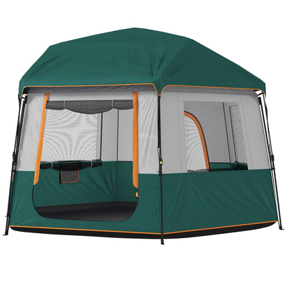4–6 Person Waterproof Family Camping Tent, Removable Top for Stargazing, 3000 mm Waterproof, UV30+ Sun Protection — Green