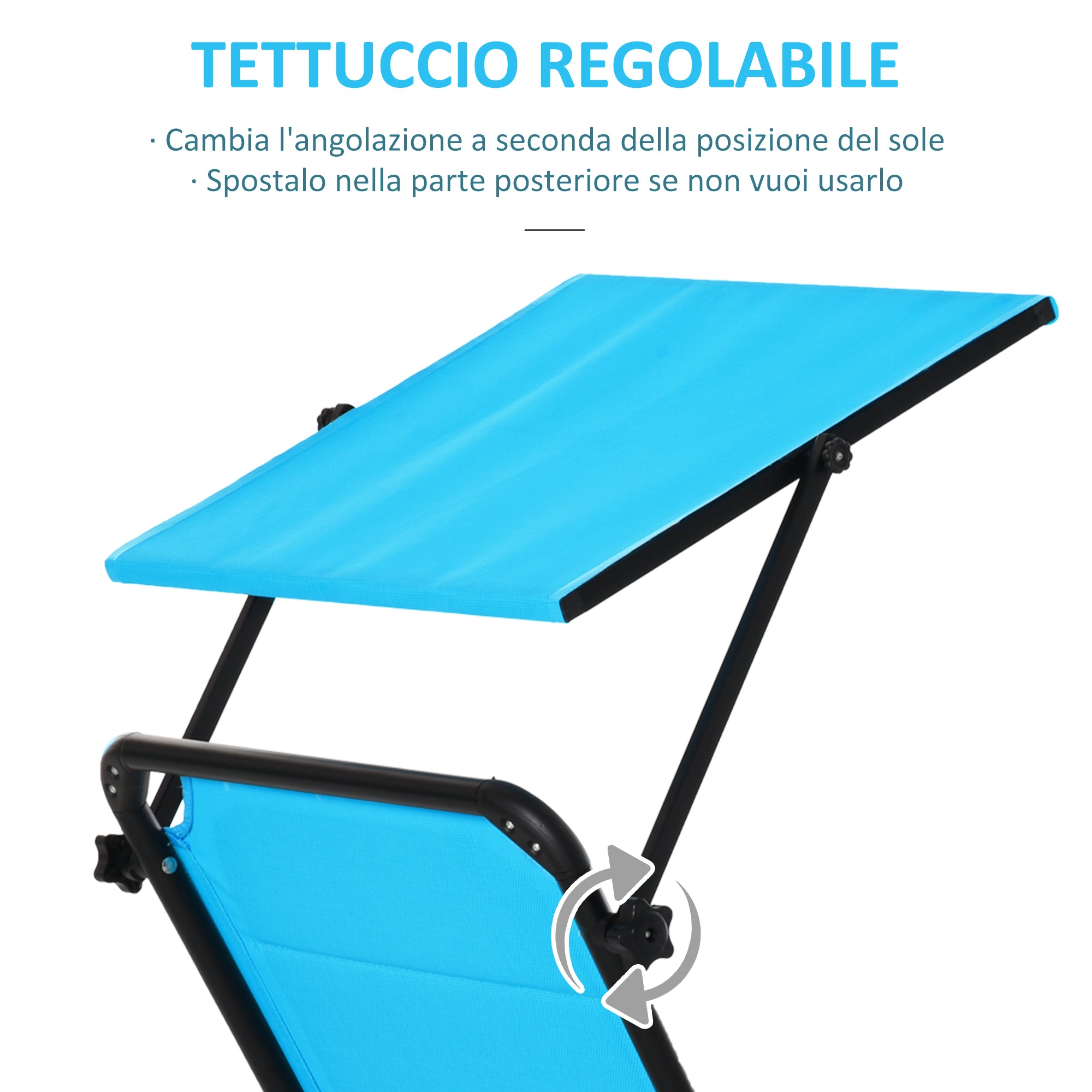Folding Outdoor Sun Lounger with Canopy and Foam Cushioned Cover, Garden Sun Lounger with Adjustable Backrest 66x164x81cm Blue