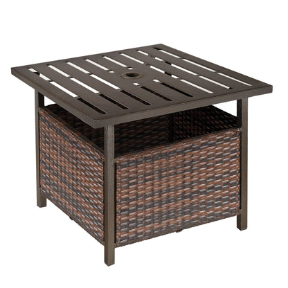 Rattan Table Garden Table Patio Table Coffee Table with Umbrella Hole Perfect for Garden Balcony Terrace 55.5 x 55.5 x 46 cm Brown