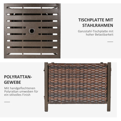 Rattan Table Garden Table Patio Table Coffee Table with Umbrella Hole Perfect for Garden Balcony Terrace 55.5 x 55.5 x 46 cm Brown