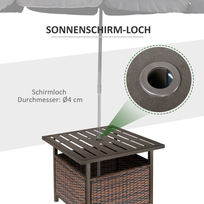 Rattan Table Garden Table Patio Table Coffee Table with Umbrella Hole Perfect for Garden Balcony Terrace 55.5 x 55.5 x 46 cm Brown