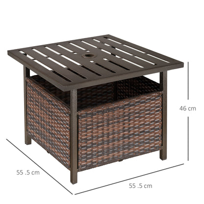 Rattan Table Garden Table Patio Table Coffee Table with Umbrella Hole Perfect for Garden Balcony Terrace 55.5 x 55.5 x 46 cm Brown