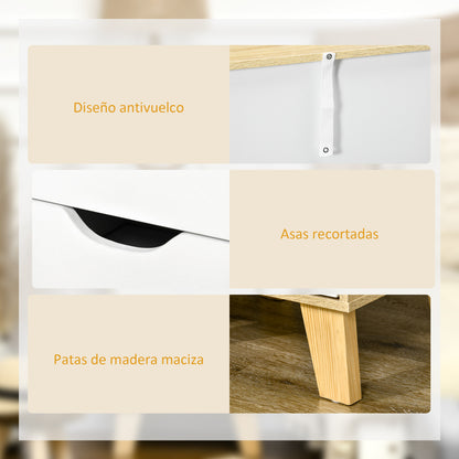 3-Drawer Chest with Raised Base Wardrobe Dresser for Bedroom Living Room Hallway Modern Style Anti-Tip 40x35x68.5 cm Natural and White