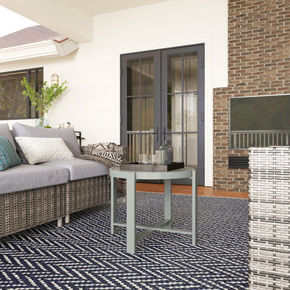 Side Table Garden Table Round Weatherproof Aluminum Balcony Table with Marble-effect Camping Table Coffee Table for Living Room Office Outdoor Indoor Gray