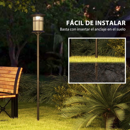 2 Outdoor Solar Lanterns Solar Lights with Solar Panel Automatic On/Off and Stainless Steel Frame Waterproof IP44 for Patio Garden 23.5x23.5x184 cm Black