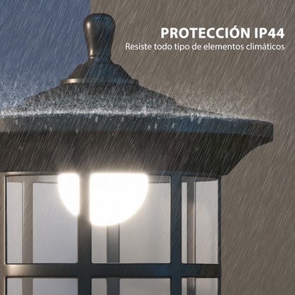 2 Outdoor Solar Lanterns Solar Lights with Solar Panel Automatic On/Off and Stainless Steel Frame Waterproof IP44 for Patio Garden 23.5x23.5x184 cm Black