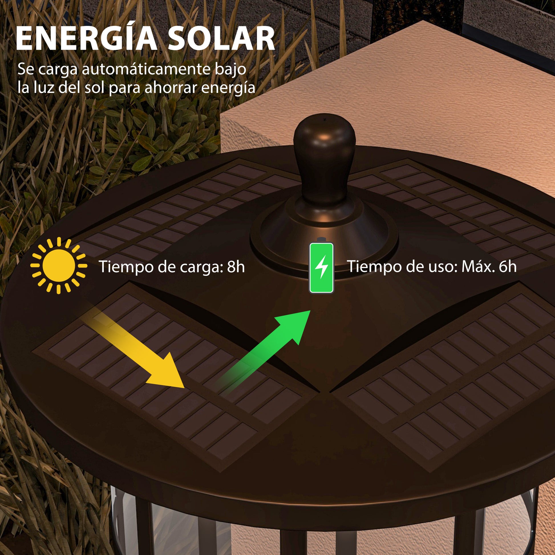 2 Outdoor Solar Lanterns Solar Lights with Solar Panel Automatic On/Off and Stainless Steel Frame Waterproof IP44 for Patio Garden 23.5x23.5x184 cm Black