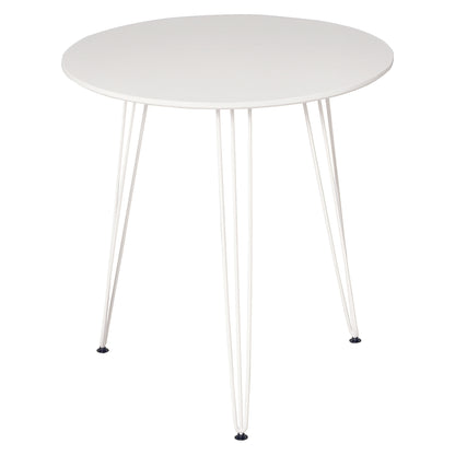 Round Dining Table with Nordic Modern Style Metal Hairpin Legs for Kitchen Living Room Cafe Bar Ø70x75 cm White