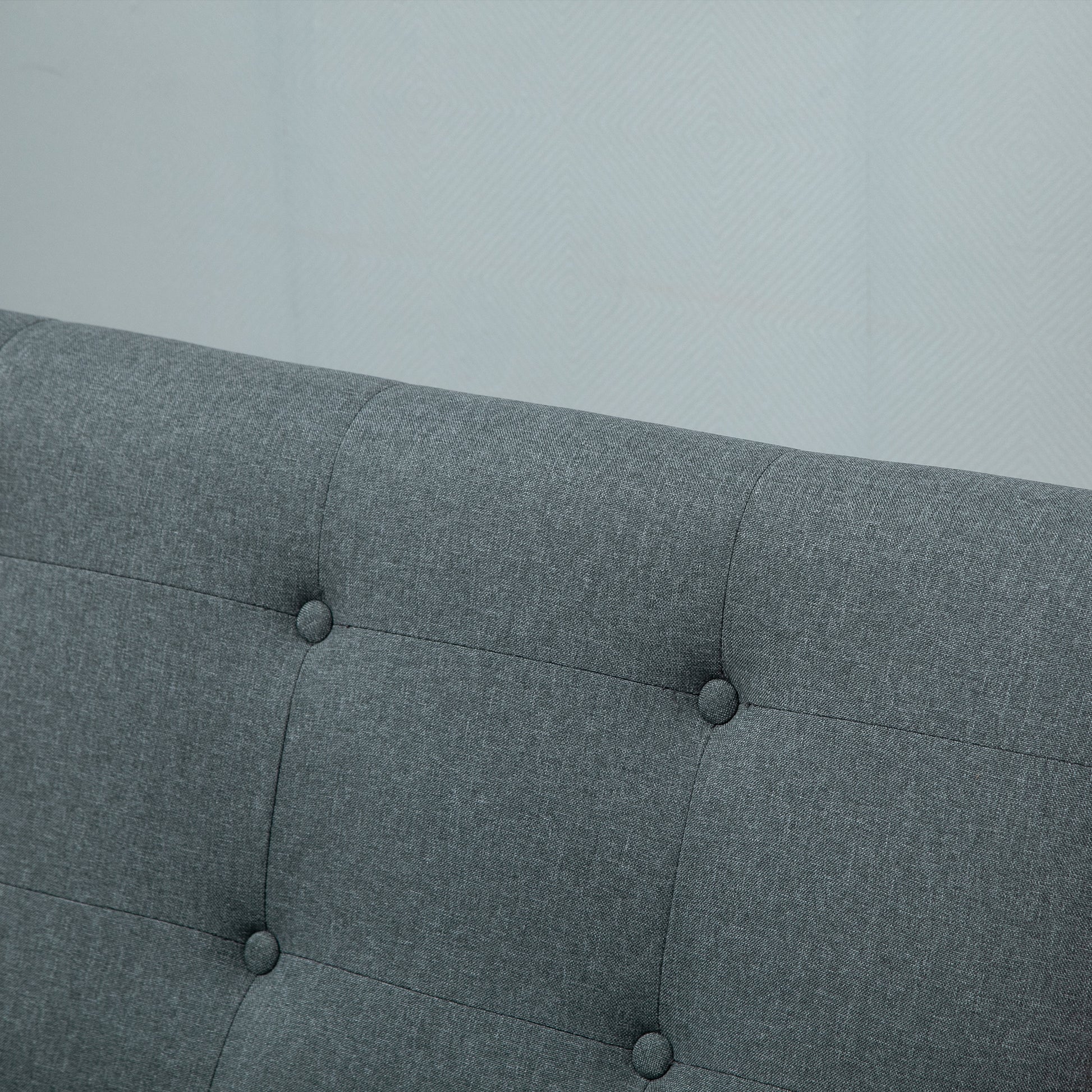 2-Seater Sofa, Couch with Armrests, Back Cushions, Living Room Sofa with Linen Look, Upholstered Sofa for Living Room, Bedroom 115 x 66.5 x 73 cm, Dark Gray
