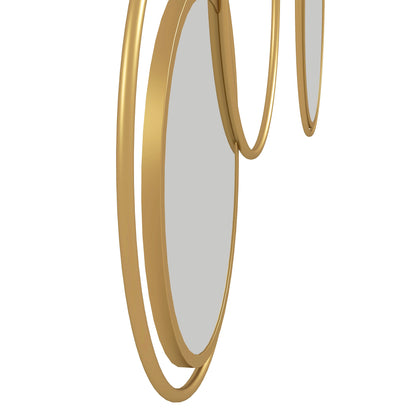 3D Metal Decorative Wall Mirror Wall Art with 4 Round Mirrors for Living Room Bedroom Hallway 110x68 cm Gold