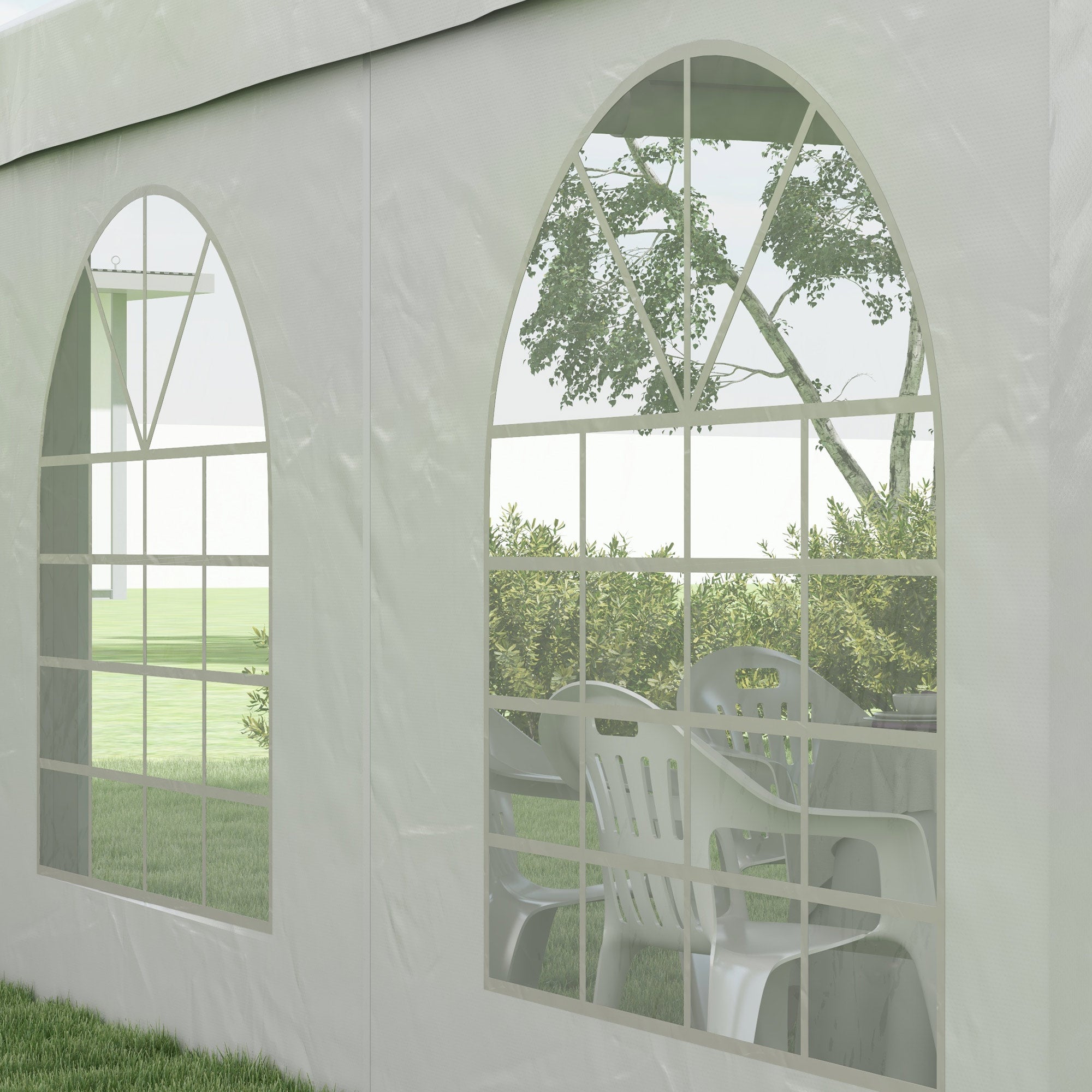Reception Tent, Gazebo, Canopy 5 x 3 m with 4 Large Windows 2 Doors 15m² Removable Side Panels for Party, Wedding, Event