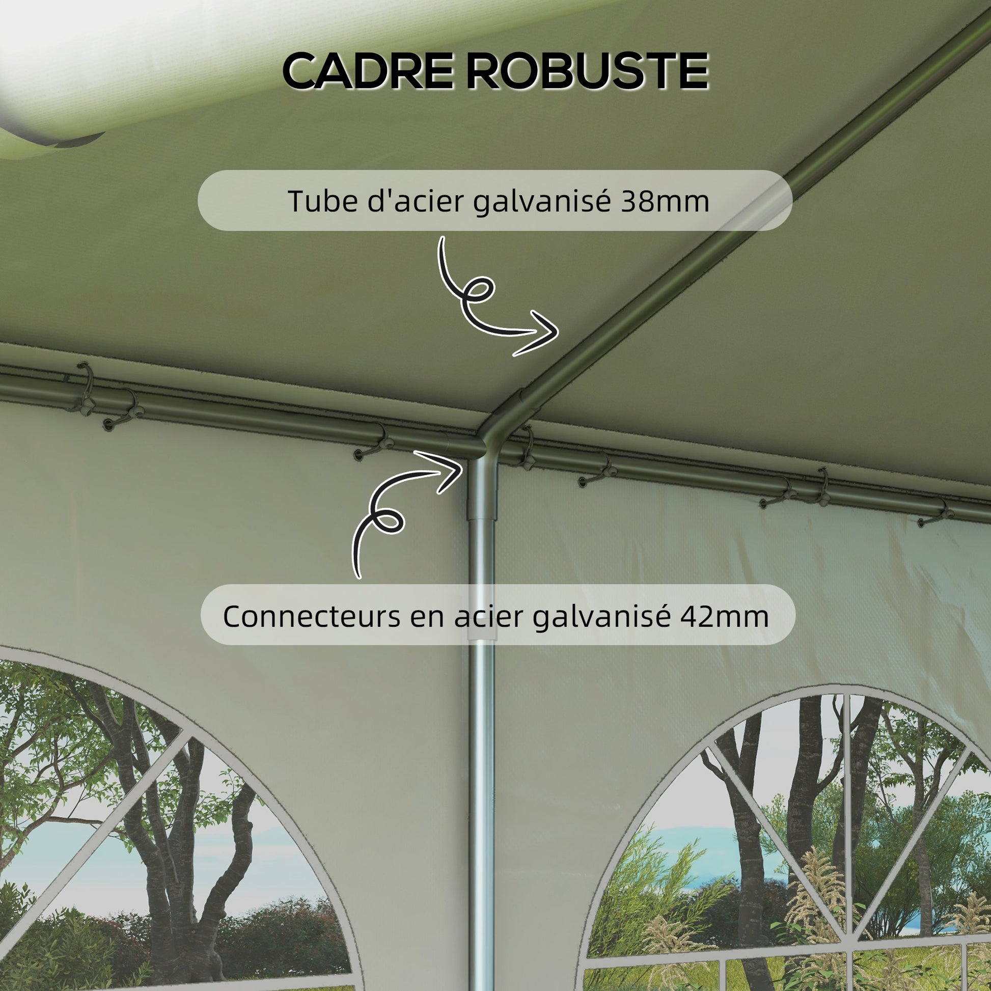 Reception Tent, Gazebo, Canopy 5 x 3 m with 4 Large Windows 2 Doors 15m² Removable Side Panels for Party, Wedding, Event