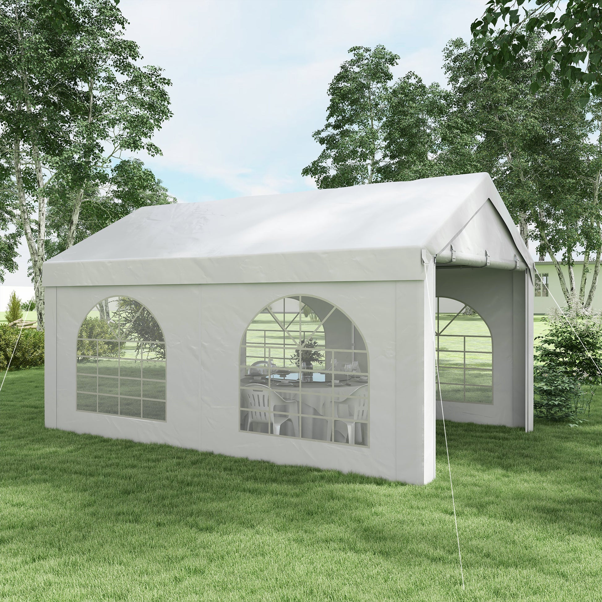 Reception Tent, Gazebo, Canopy 5 x 3 m with 4 Large Windows 2 Doors 15m² Removable Side Panels for Party, Wedding, Event