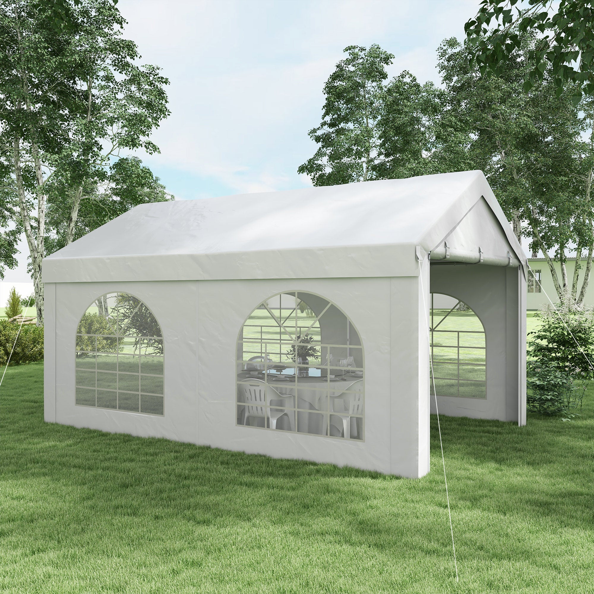 Reception Tent, Gazebo, Canopy 5 x 3 m with 4 Large Windows 2 Doors 15m² Removable Side Panels for Party, Wedding, Event