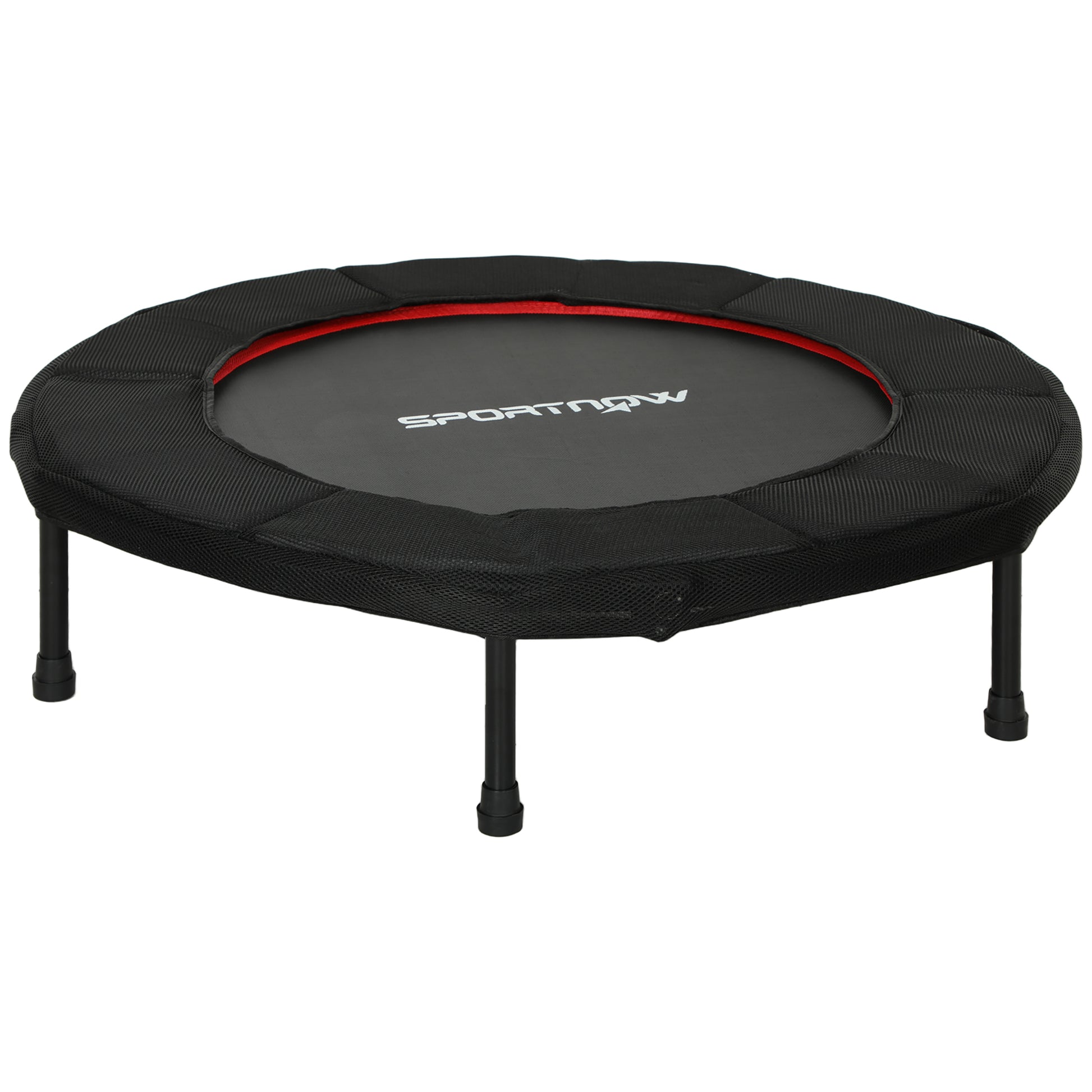 SPORTNOW 102 cm Foldable Fitness Trampoline with Steel Frame Non-Slip Legs Supports 100 kg Weight for Legs Body Training at Home Office Gym Red