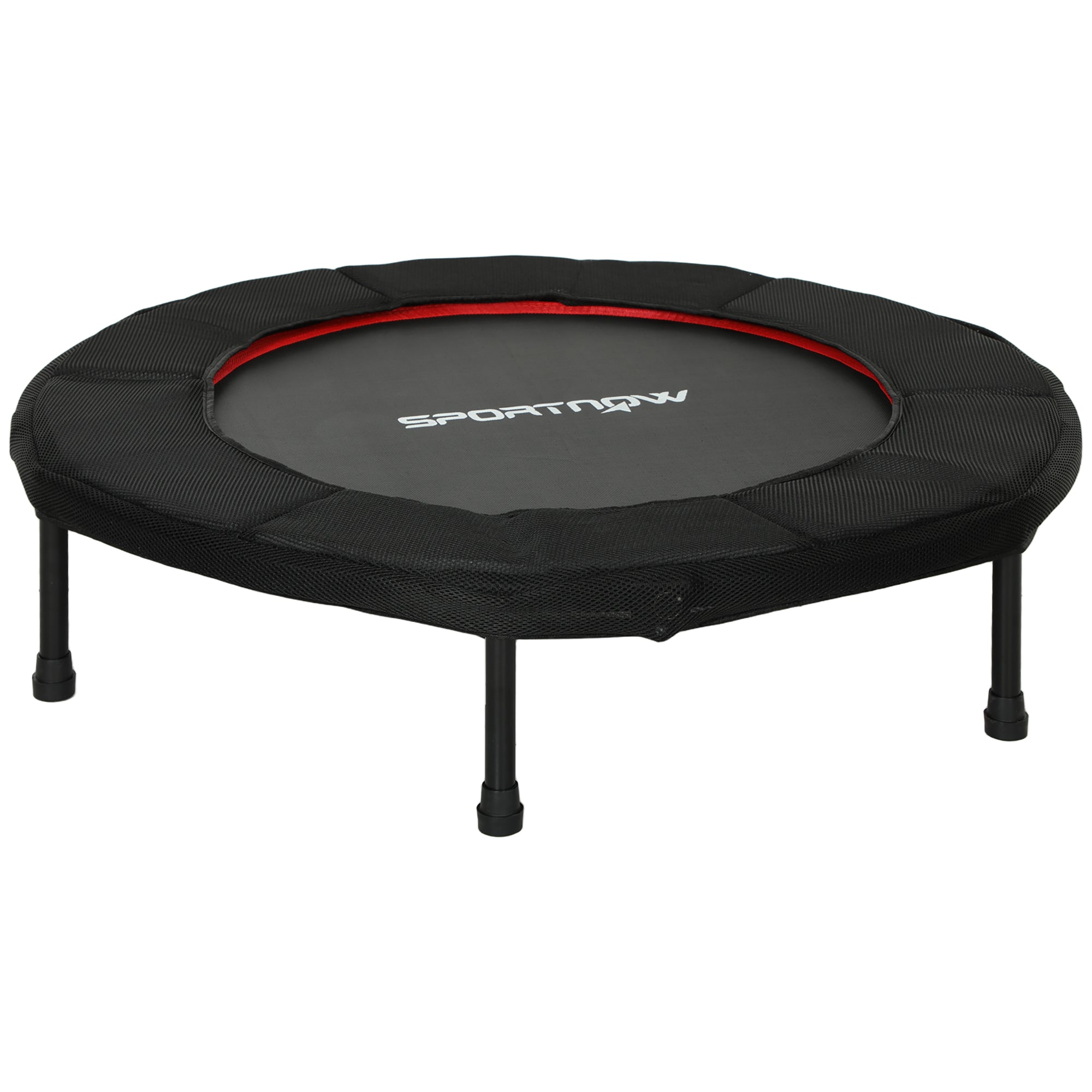 SPORTNOW 102 cm Foldable Fitness Trampoline with Steel Frame Non-Slip Legs Supports 100 kg Weight for Legs Body Training at Home Office Gym Red