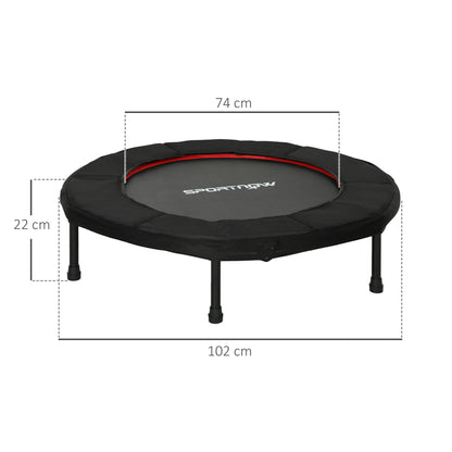 SPORTNOW 102 cm Foldable Fitness Trampoline with Steel Frame Non-Slip Legs Supports 100 kg Weight for Legs Body Training at Home Office Gym Red