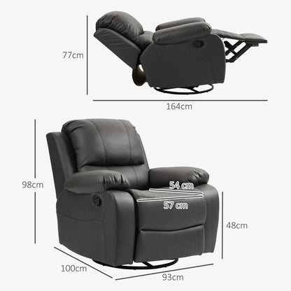 Recliner TV Armchair with Reclining Function, Footrest, Rotating TV Armchair with Pocket Coil Spring System for Living Room, Bedroom, Black