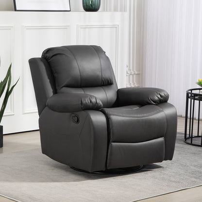 Recliner TV Armchair with Reclining Function, Footrest, Rotating TV Armchair with Pocket Coil Spring System for Living Room, Bedroom, Black