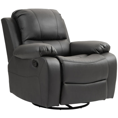 Recliner TV Armchair with Reclining Function, Footrest, Rotating TV Armchair with Pocket Coil Spring System for Living Room, Bedroom, Black