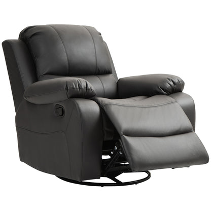 Recliner TV Armchair with Reclining Function, Footrest, Rotating TV Armchair with Pocket Coil Spring System for Living Room, Bedroom, Black