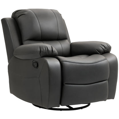 Recliner TV Armchair with Reclining Function, Footrest, Rotating TV Armchair with Pocket Coil Spring System for Living Room, Bedroom, Black