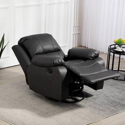 Recliner TV Armchair with Reclining Function, Footrest, Rotating TV Armchair with Pocket Coil Spring System for Living Room, Bedroom, Black