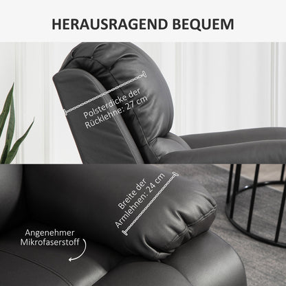 Recliner TV Armchair with Reclining Function, Footrest, Rotating TV Armchair with Pocket Coil Spring System for Living Room, Bedroom, Black