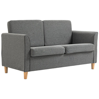 2-Seater Sofa, Couch with Wooden Legs, Linen Look, Padded Sofa, Double Sofa in Modern Style for Living Room, Bedroom, Light Gray