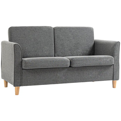 2-Seater Sofa, Couch with Wooden Legs, Linen Look, Padded Sofa, Double Sofa in Modern Style for Living Room, Bedroom, Light Gray