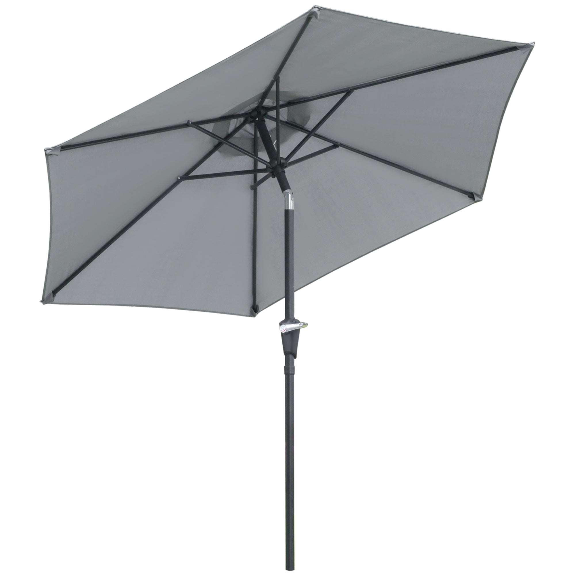 Terrace Umbrella Ø230 cm Garden Umbrella with Adjustable Angle and Hand Crank Waterproof Parasol for Patio Terrace Gray