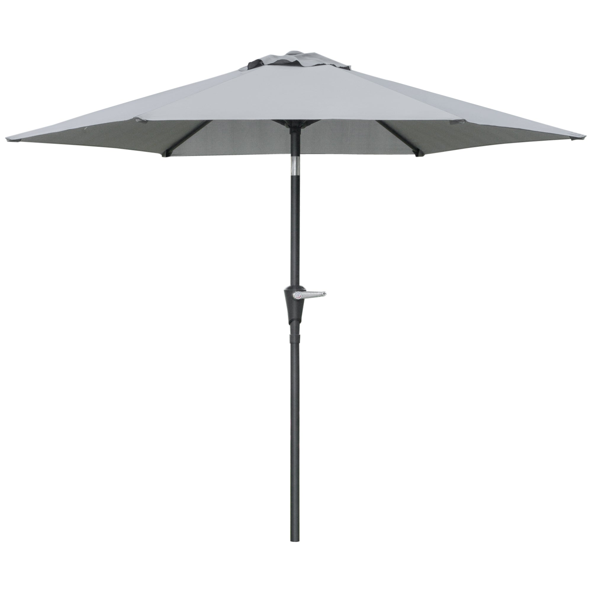 Terrace Umbrella Ø230 cm Garden Umbrella with Adjustable Angle and Hand Crank Waterproof Parasol for Patio Terrace Gray