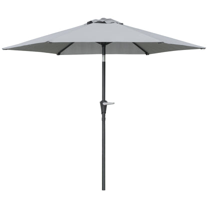 Terrace Umbrella Ø230 cm Garden Umbrella with Adjustable Angle and Hand Crank Waterproof Parasol for Patio Terrace Gray