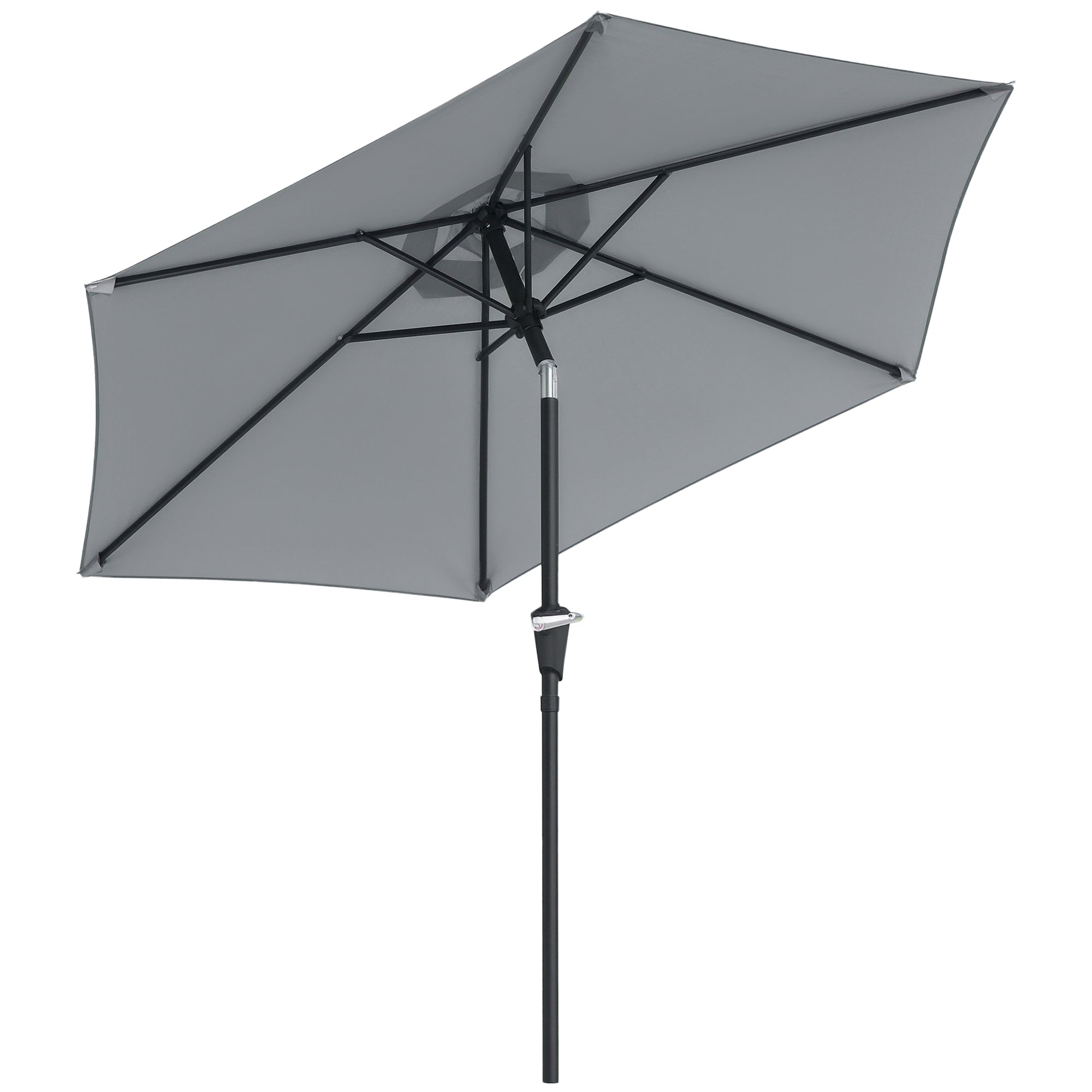 Terrace Umbrella Ø230 cm Garden Umbrella with Adjustable Angle and Hand Crank Waterproof Parasol for Patio Terrace Gray