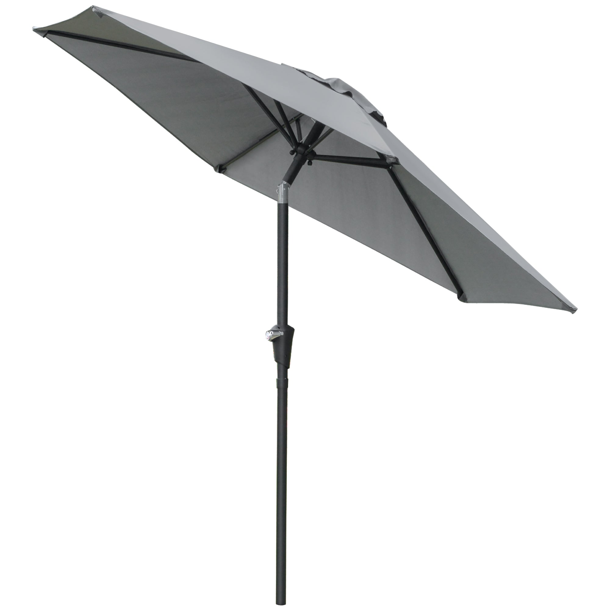 Terrace Umbrella Ø230 cm Garden Umbrella with Adjustable Angle and Hand Crank Waterproof Parasol for Patio Terrace Gray