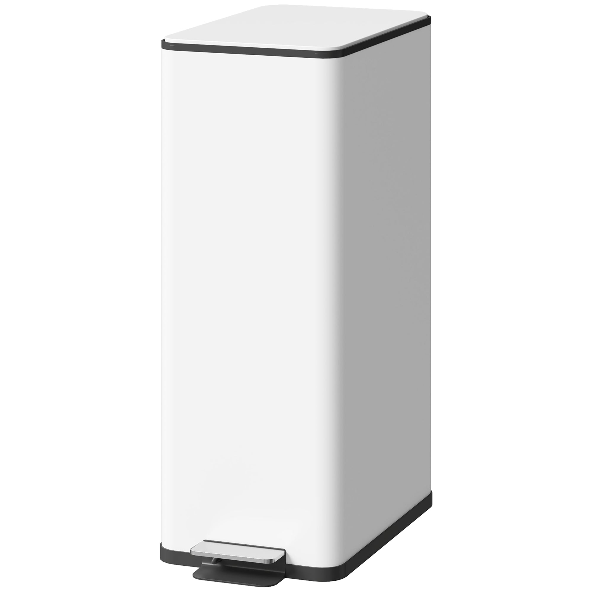 20 L (5.3 gal) Step Trash Can — Soft-Close Lid, Pedal & Removable Inner Bucket, Fingerprint-Resistant Stainless Steel, White