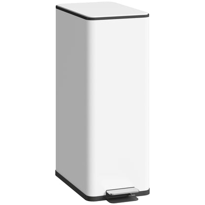 20 L (5.3 gal) Step Trash Can — Soft-Close Lid, Pedal & Removable Inner Bucket, Fingerprint-Resistant Stainless Steel, White