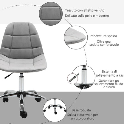 Swivel Chair, Ergonomic and Adjustable Design Without Armrests, Gray, 59x59x81-91cm