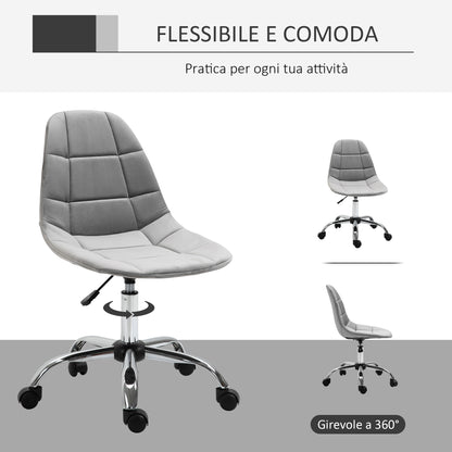 Swivel Chair, Ergonomic and Adjustable Design Without Armrests, Gray, 59x59x81-91cm