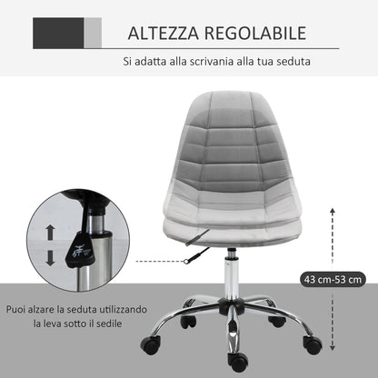 Swivel Chair, Ergonomic and Adjustable Design Without Armrests, Gray, 59x59x81-91cm
