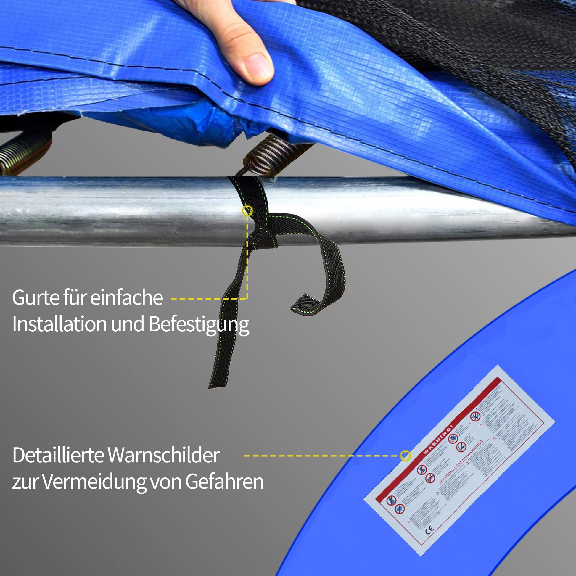 Trampoline Edge Cover Ø366cm Wide, Tear-Resistant UV-Resistant Spring Pad, Water-Repellent, Trampoline Accessories Edge Protection Safety Net Replacement Parts for Garden Trampolines, Blue