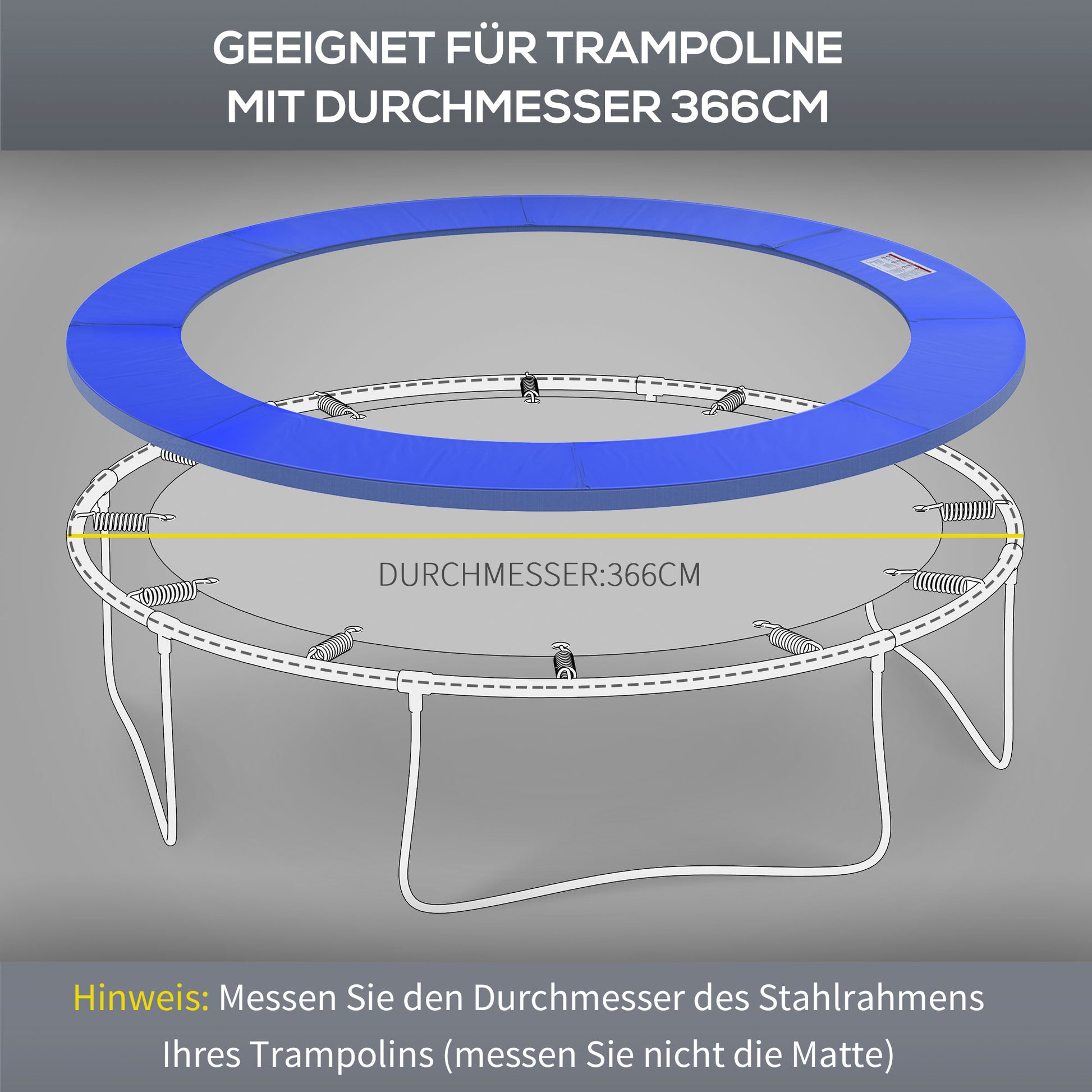 Trampoline Edge Cover Ø366cm Wide, Tear-Resistant UV-Resistant Spring Pad, Water-Repellent, Trampoline Accessories Edge Protection Safety Net Replacement Parts for Garden Trampolines, Blue