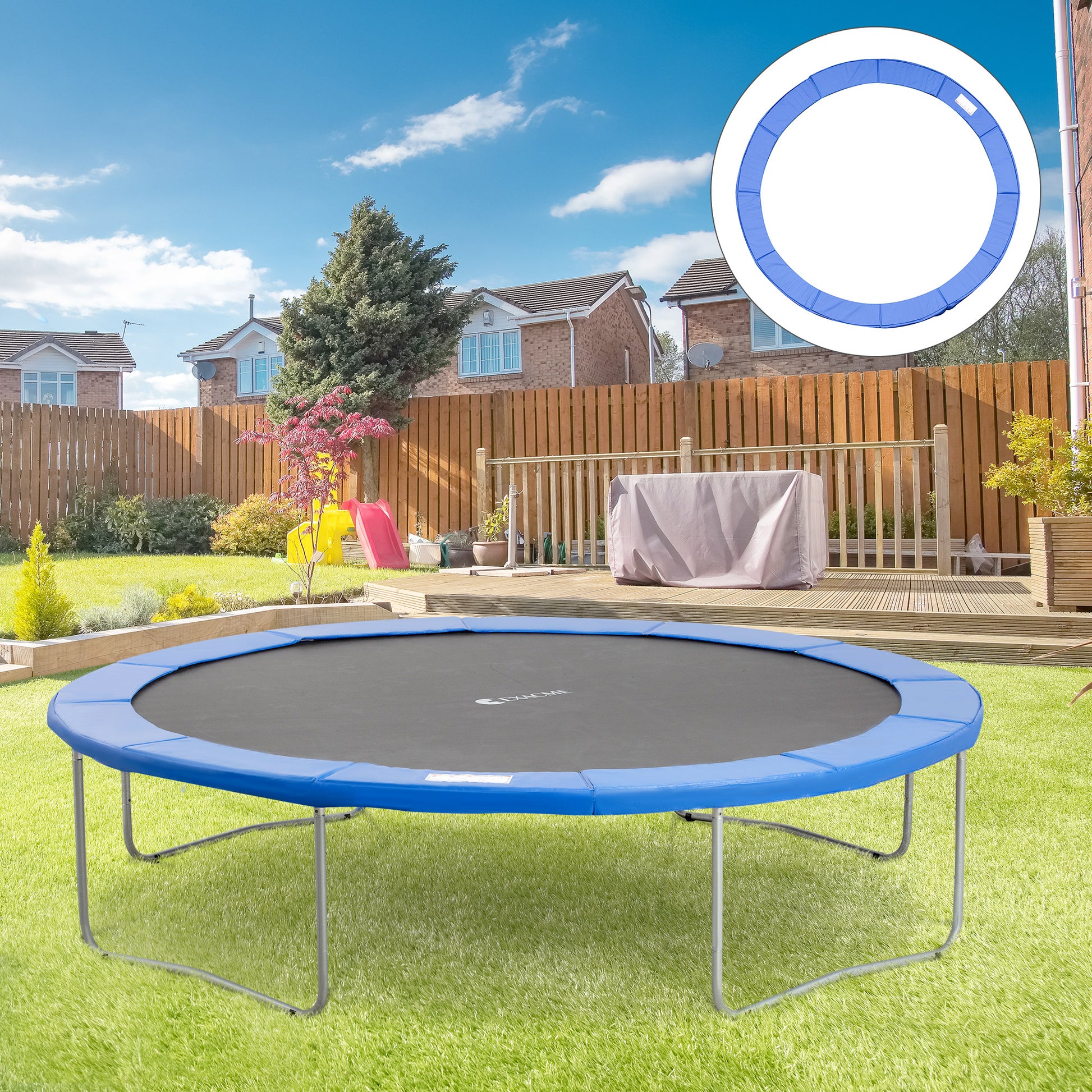Trampoline Edge Cover Ø366cm Wide, Tear-Resistant UV-Resistant Spring Pad, Water-Repellent, Trampoline Accessories Edge Protection Safety Net Replacement Parts for Garden Trampolines, Blue