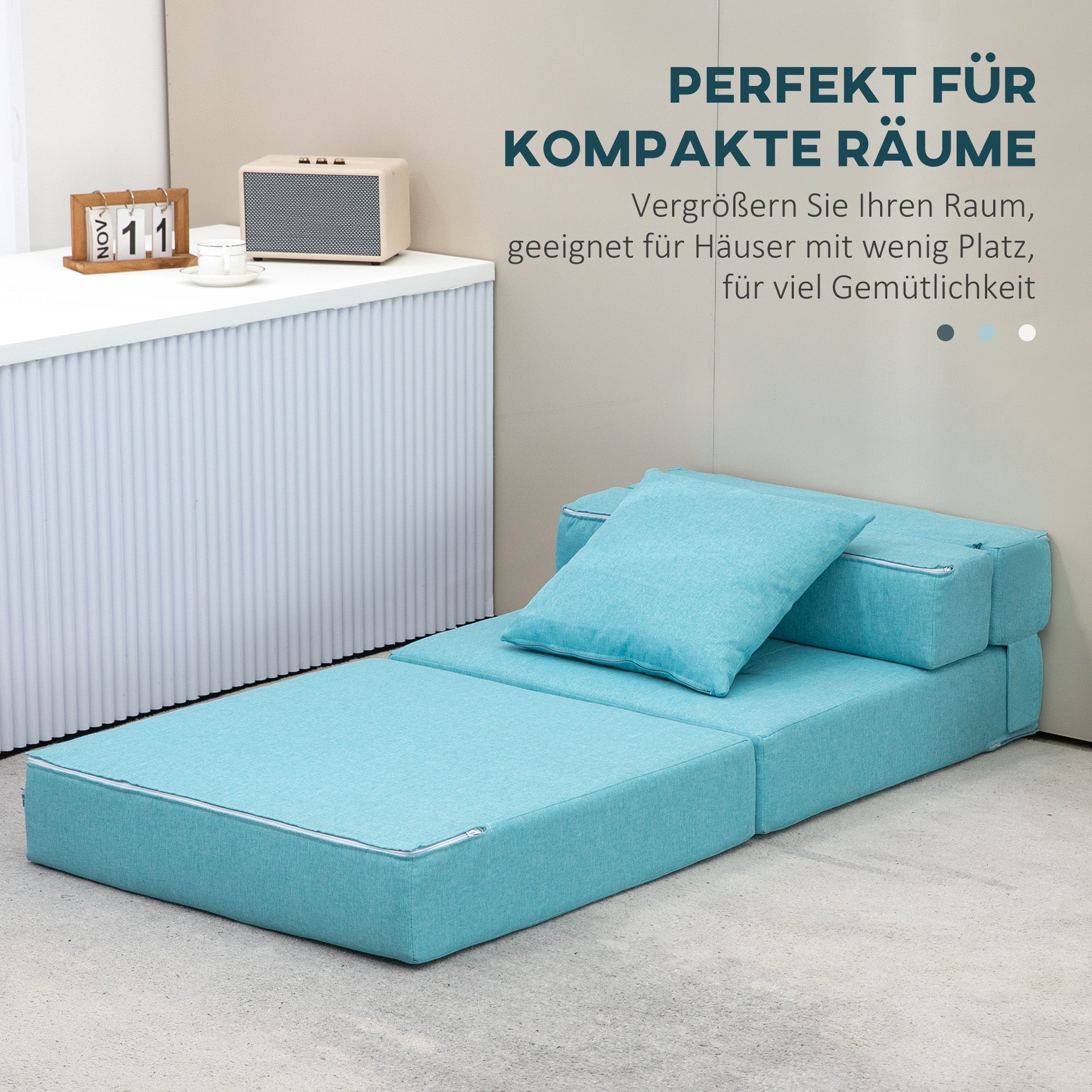 Folding Sleeper Chair, Sofa Bed, 2-in-1 Folding Chair with Bed Function, Recliner with Pillows, Guest Bed for Living Room, Bedroom, Up to 120 kg Capacity, Blue