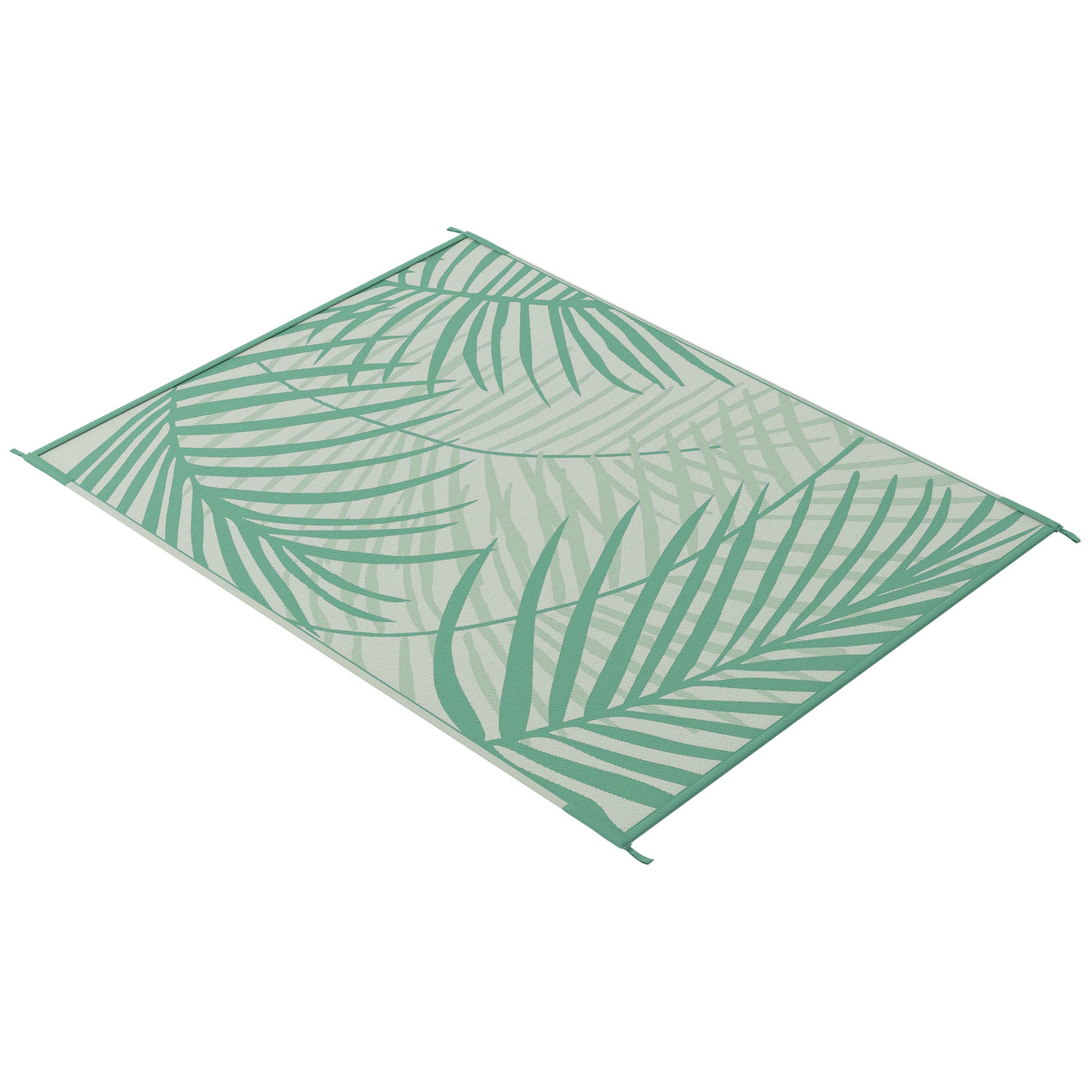 Outdoor Carpet with Carrying Bag, Reversible Plastic Carpet Water-Resistant Balcony Carpet for Camping, Patio, Green, 365 x 274 cm